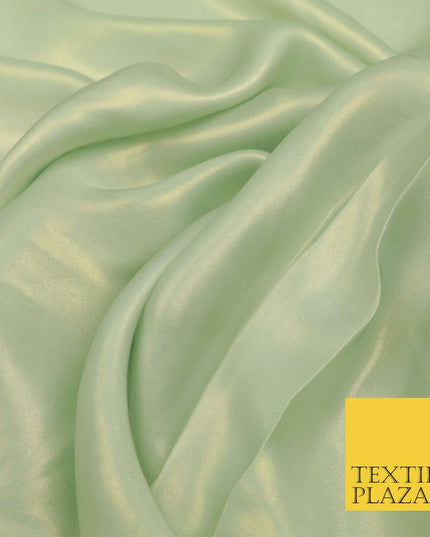 MINT GREEN Fine Silky Metallic Shimmer Satin Georgette Dress Fabric Drape 1429