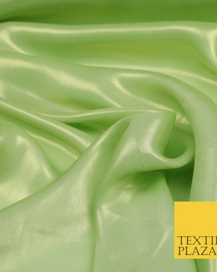 APPLE GREEN Fine Silky Metallic Shimmer Satin Georgette Dress Fabric Drape 1432