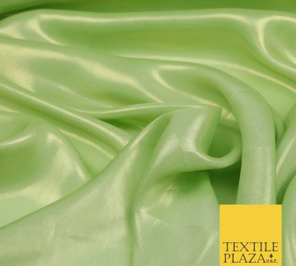 APPLE GREEN Fine Silky Metallic Shimmer Satin Georgette Dress Fabric Drape 1432