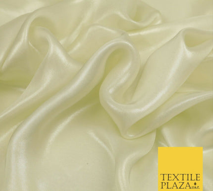 IVORY SILVER Fine Silky Metallic Shimmer Satin Georgette Dress Fabric Drape 1422
