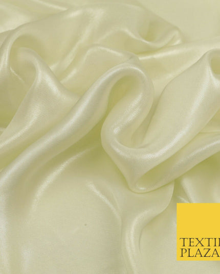 IVORY SILVER Fine Silky Metallic Shimmer Satin Georgette Dress Fabric Drape 1422