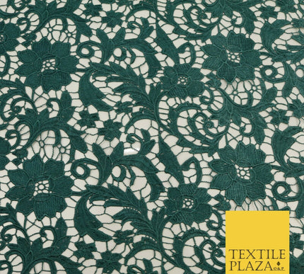 FOREST GREEN Luxury Webbed Flower Guipure Lace Dress Fabric Wedding Bridal 1589