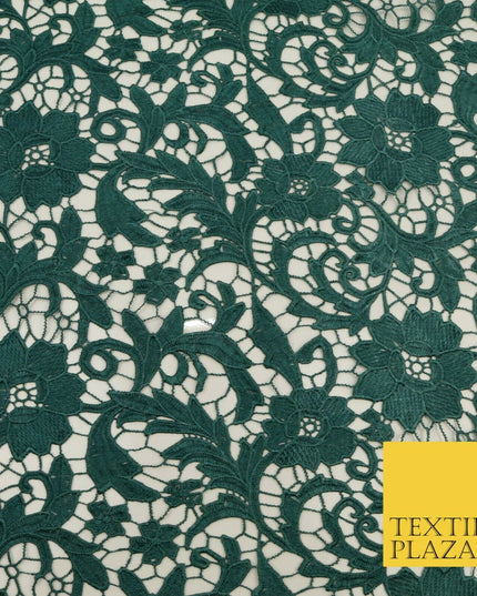 FOREST GREEN Luxury Webbed Flower Guipure Lace Dress Fabric Wedding Bridal 1589