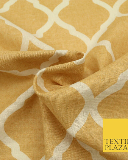 Canary Yellow Lattice POLYCOTTON CANVAS Dress Fabric Craft Bags 60" Wide 1644