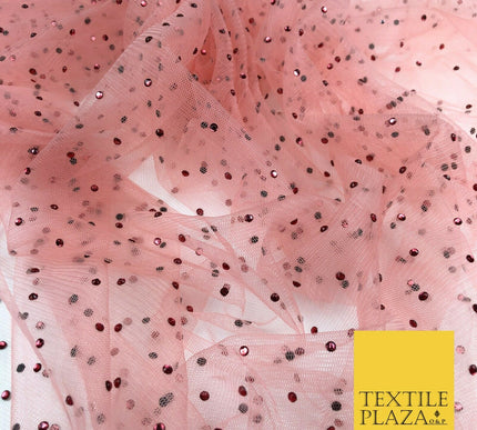 LIGHT SALMON PINK Diamonte Multi Stone MeshNet Fabric BridalSheer CraftDress1441