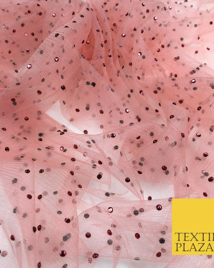 LIGHT SALMON PINK Diamonte Multi Stone MeshNet Fabric BridalSheer CraftDress1441
