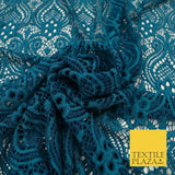 Teal Two Tone Ornate Webbed Vase Damask Lace Stretch Fabric Dress 1706