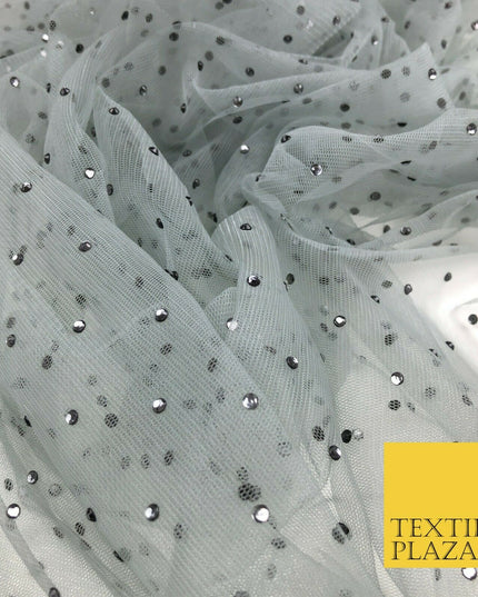 STORM GREY Diamonte Multi Stone Mesh Net Fabric Bridal Sheer Craft Dress 1442