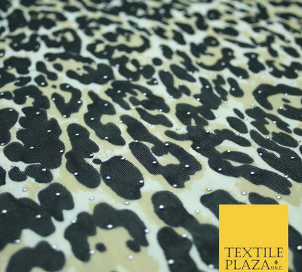 4 Way Stretch Cheetah Print Metallic Dot Jersey Power Net Mesh Dress Fabric 2420