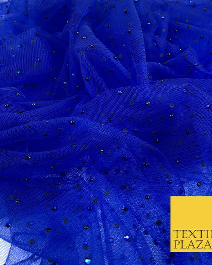 ROYAL BLUE Diamonte Multi Stone Mesh Net Fabric Bridal Sheer Craft Dress 1440