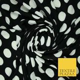 High Quality Black with 3cm White Spot Polka Dot Silky Crepe Dress Fabric   2128