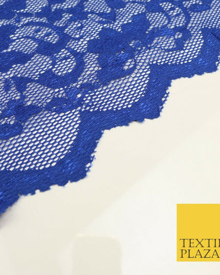 Royal Blue Flower Satin Weave Shimmer Lace Fabric Trendy Dress Fashion 1727