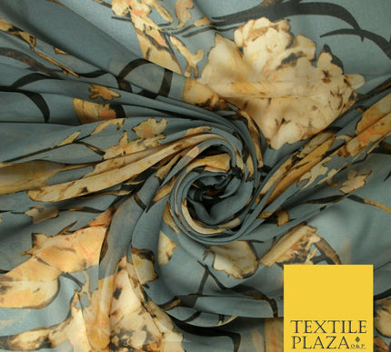 Premium Vintage Floral Flower Shaded Multicolour Printed Georgette Dress Fabric