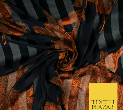 Premium Floral Chain Belt Spotted Stripe Satin Printed Georgette Dress Fabric