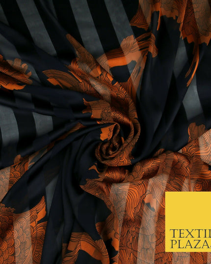 Premium Floral Chain Belt Spotted Stripe Satin Printed Georgette Dress Fabric