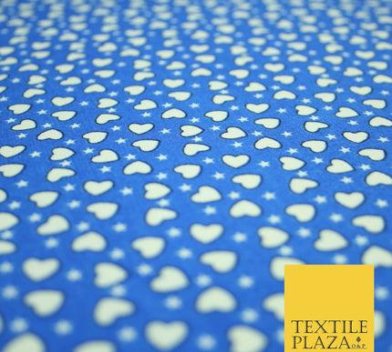 Small Cute Heart Love Valentine Rainbow Printed Crepe Polyester Dress Fabric 58"