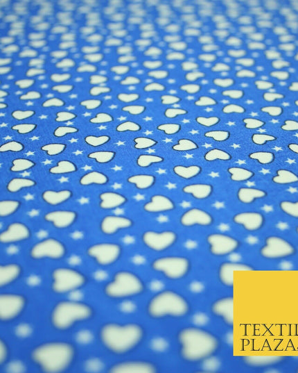 Small Cute Heart Love Valentine Rainbow Printed Crepe Polyester Dress Fabric 58"