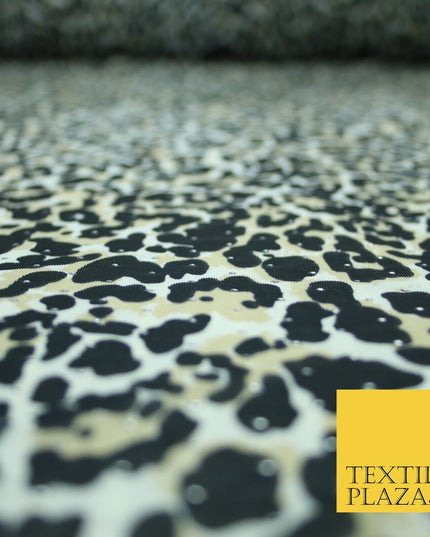 4 Way Stretch Cheetah Print Metallic Dot Jersey Power Net Mesh Dress Fabric 2420