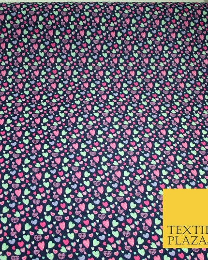 Small Cute Heart Love Valentine Rainbow Printed Crepe Polyester Dress Fabric 58"
