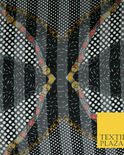 Premium Floral Chain Belt Spotted Stripe Satin Printed Georgette Dress Fabric