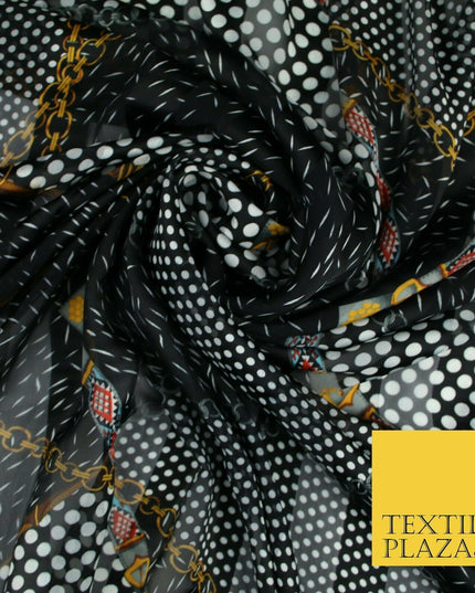 Premium Floral Chain Belt Spotted Stripe Satin Printed Georgette Dress Fabric