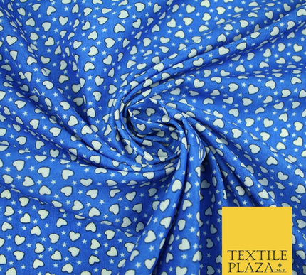 Small Cute Heart Love Valentine Rainbow Printed Crepe Polyester Dress Fabric 58"