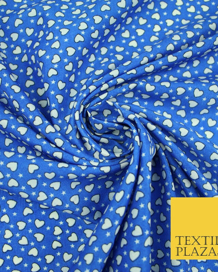 Small Cute Heart Love Valentine Rainbow Printed Crepe Polyester Dress Fabric 58"