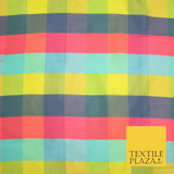 High Quality Bright Vibrant 4 Colour Check Faux Taffeta India Silk Dress Fabric