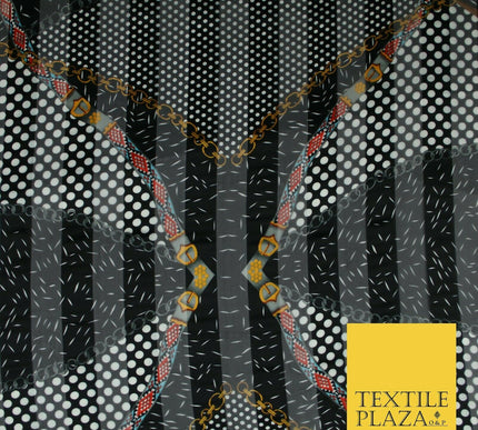 Premium Floral Chain Belt Spotted Stripe Satin Printed Georgette Dress Fabric