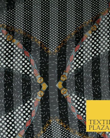 Premium Floral Chain Belt Spotted Stripe Satin Printed Georgette Dress Fabric