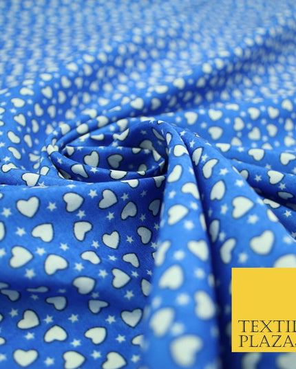 Small Cute Heart Love Valentine Rainbow Printed Crepe Polyester Dress Fabric 58"