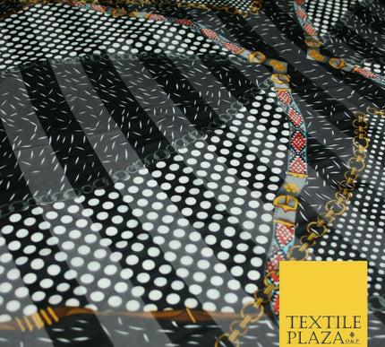 Premium Floral Chain Belt Spotted Stripe Satin Printed Georgette Dress Fabric