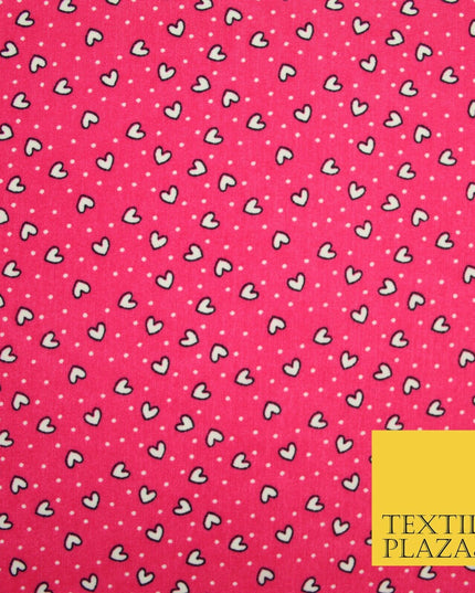 Small Cute Heart Love Valentine Rainbow Printed Crepe Polyester Dress Fabric 58"