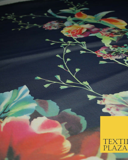 Premium Vintage Floral Flower Shaded Multicolour Printed Georgette Dress Fabric