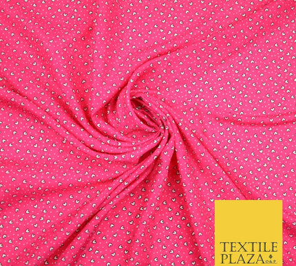 Small Cute Heart Love Valentine Rainbow Printed Crepe Polyester Dress Fabric 58"