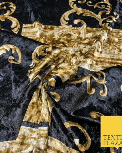 Floral Grand Batik Block Luxury Damask Printed Soft Stretch Velvet Dress Fabric