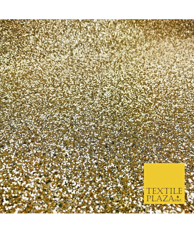GOLD Luxury Chunky Glitter Encrusted Shimmer Canvas Fabric Heavy Backdrop 1391