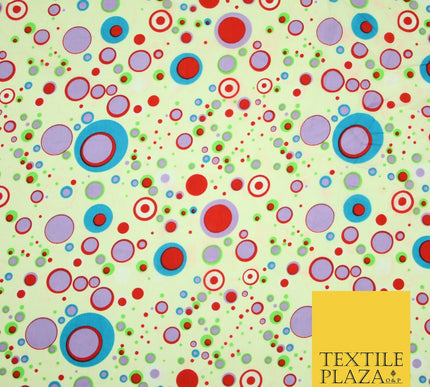 Cream Colourful Circles Dots Dotted Printed Crepe Polyester Dress Fabric 2734