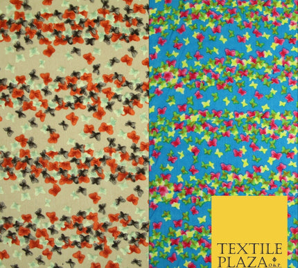 Small Cute Ditsy Floating Butterfly Design Printed Crepe Polyester Dress Fabric