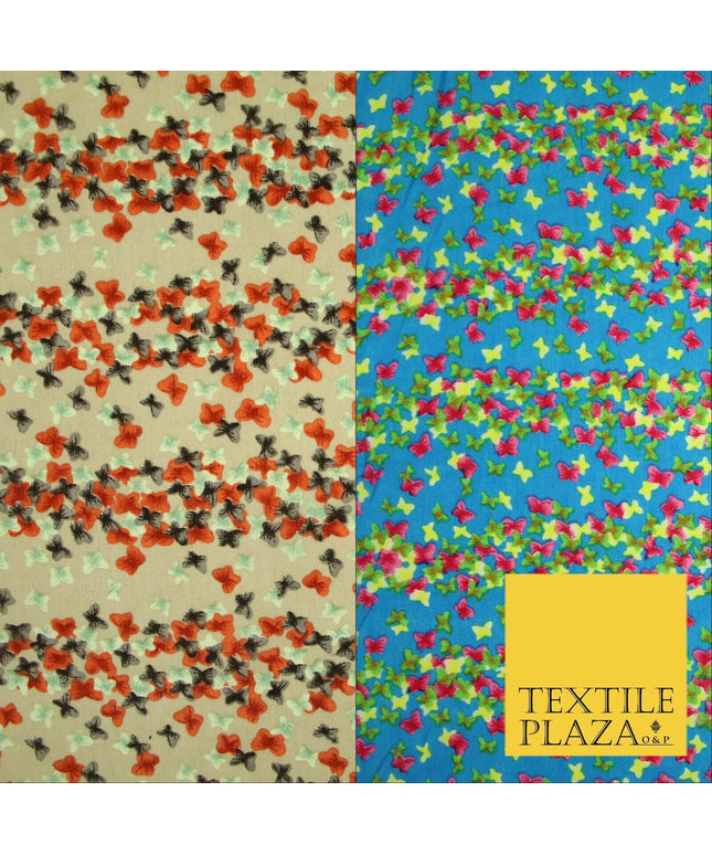 Small Cute Ditsy Floating Butterfly Design Printed Crepe Polyester Dress Fabric