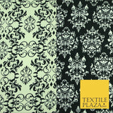 Black White Large Damask Intricate Printed Crepe Polyester Abstract Dress Fabric