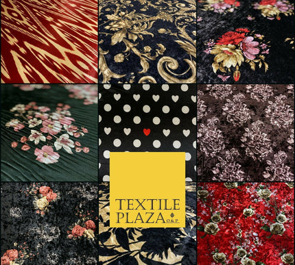 Variety Floral Spot Batik Flowers Printed Soft Stretch Velvet Dress Fabric Craft