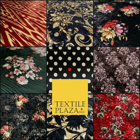Variety Floral Spot Batik Flowers Printed Soft Stretch Velvet Dress Fabric Craft