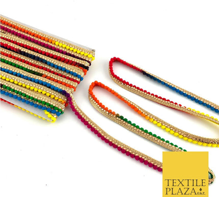 9 Metres Rainbow Multi Colour Trim Lace Border Diamonte Indian Phulkari Bead(X1)