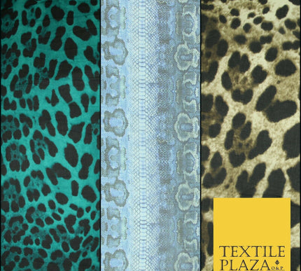 High Quality Green Stone Leopard Snake Animal Printed Georgette Dress Fabric