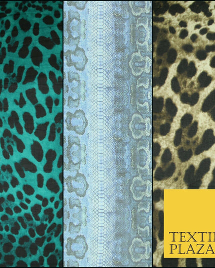 High Quality Green Stone Leopard Snake Animal Printed Georgette Dress Fabric