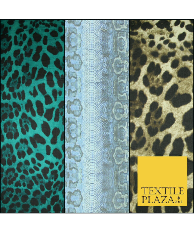 High Quality Green Stone Leopard Snake Animal Printed Georgette Dress Fabric