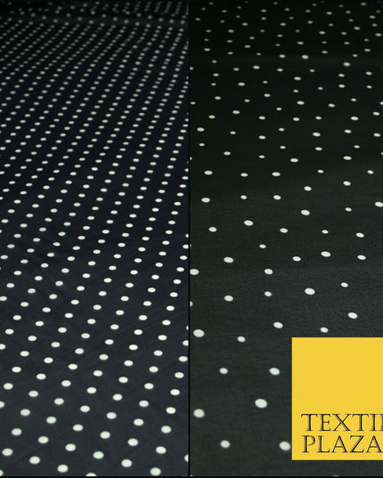 Premium Black Blue White Polka Dot Multi Spotted Printed Georgette Dress Fabric