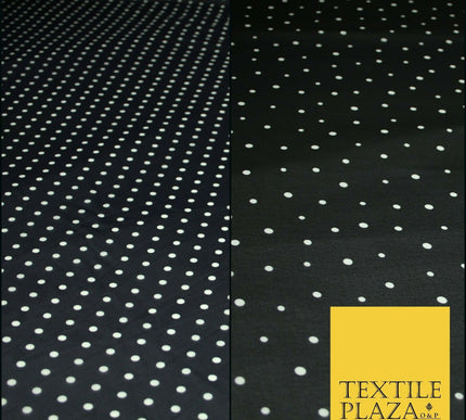 Premium Black Blue White Polka Dot Multi Spotted Printed Georgette Dress Fabric
