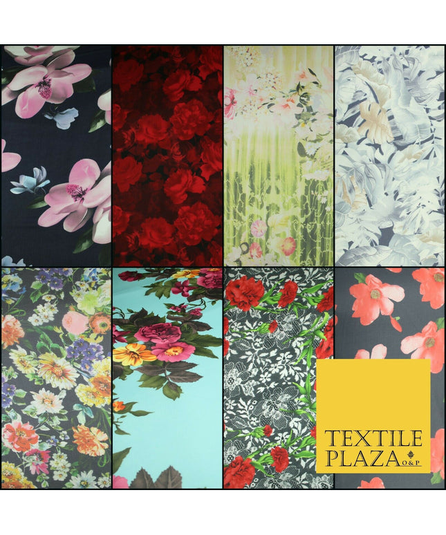 High Quality Floral Large Flowers Tropical Printed Georgette Dress Fabric